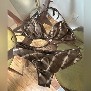 Indah Luxurious Brown Olive Tie Dye Bikini